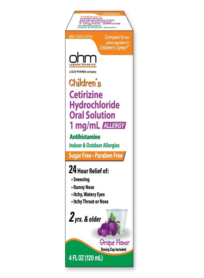 Taro Children's Allergy Medicine, Sugar Free Grape Flavor, 24-Hour Indoor & Outdoor Antihistamine, Kids Oral Solution Syrup for Sneezing, Runny Nose & Itchy Eyes, 4 fl oz - Image 1